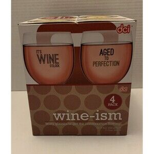 Novelty Themed Wine Glass Set Of 4 - DCI Wine-ism. New In Box